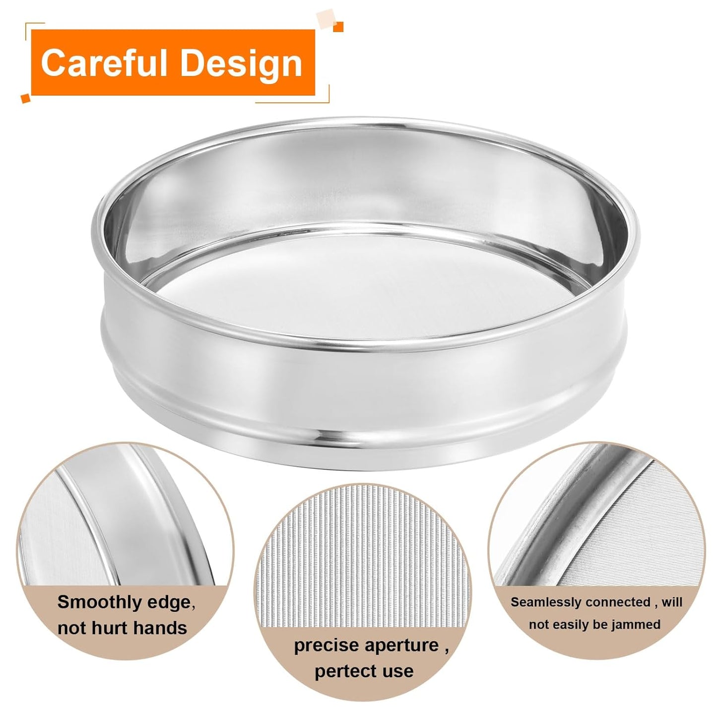 10 Mesh Lab Sieve, 8" Diameter Test Sieve 304 Stainless Steel Wire Cloth (2mm) for Industrial Laboratory - Colors A