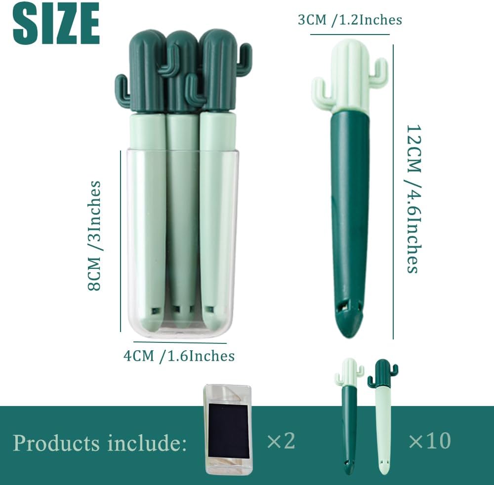 Magnetic Refrigerator Sealing Clip,Cute Cactus Shaped Food Packages Clips,Chip Clips with Magnet Storage Box,Kitchen Food Freshness Bag Clip Kitchen Accessories,2 Pieces of 10