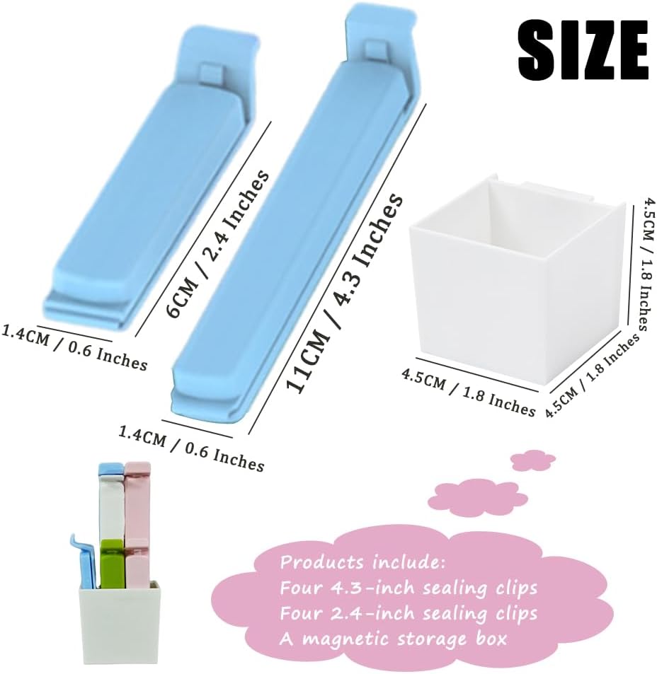 Magnetic Refrigerator Sealing Clip,Cute Cactus Shaped Food Packages Clips,Chip Clips with Magnet Storage Box,Kitchen Food Freshness Bag Clip Kitchen Accessories,2 Pieces of 10
