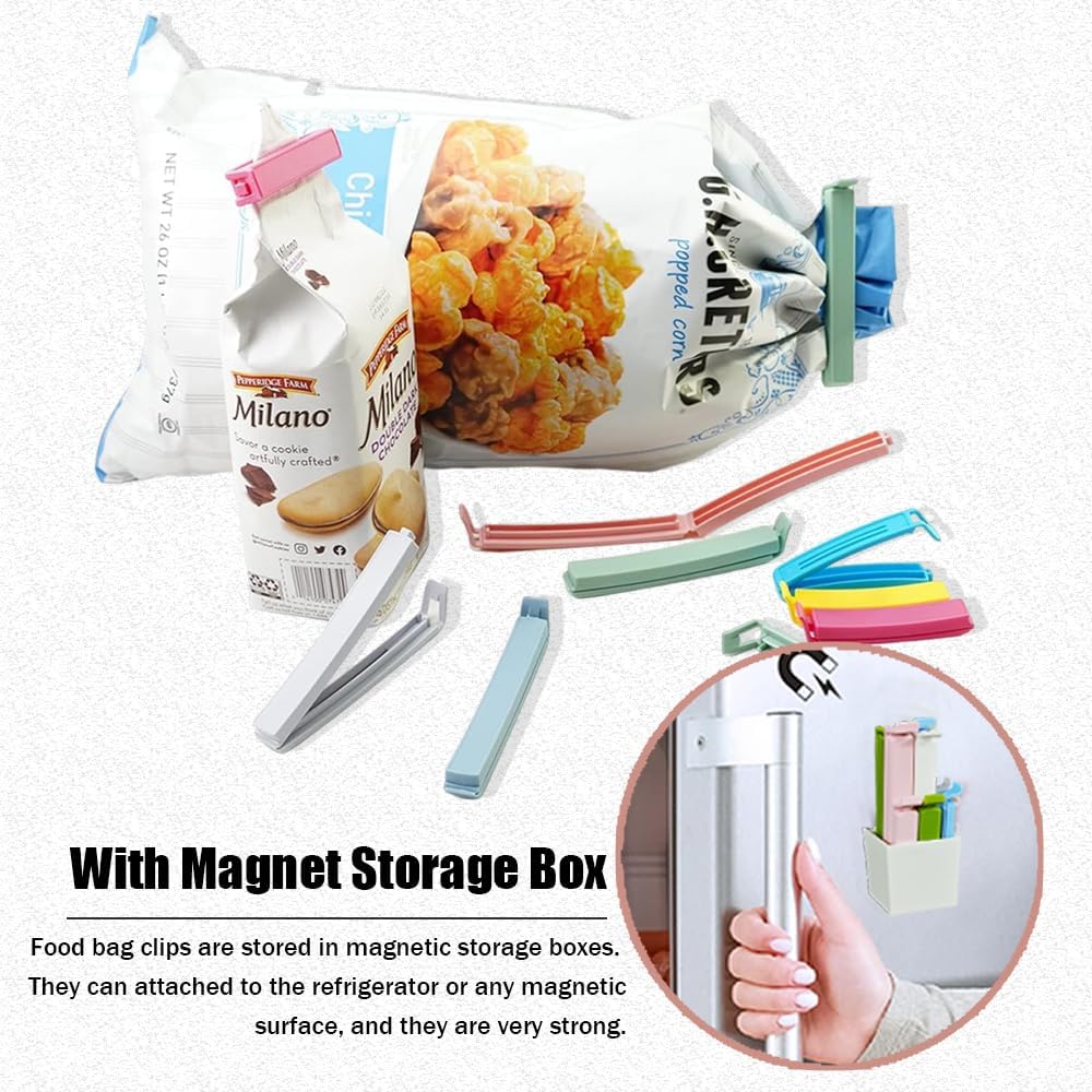 Magnetic Refrigerator Sealing Clip,Cute Cactus Shaped Food Packages Clips,Chip Clips with Magnet Storage Box,Kitchen Food Freshness Bag Clip Kitchen Accessories,2 Pieces of 10