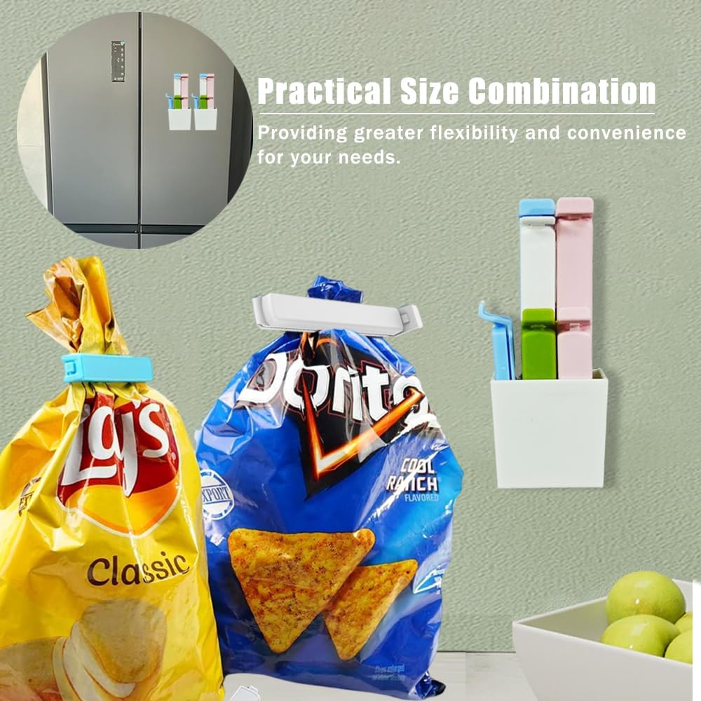 Magnetic Refrigerator Sealing Clip,Cute Cactus Shaped Food Packages Clips,Chip Clips with Magnet Storage Box,Kitchen Food Freshness Bag Clip Kitchen Accessories,2 Pieces of 10