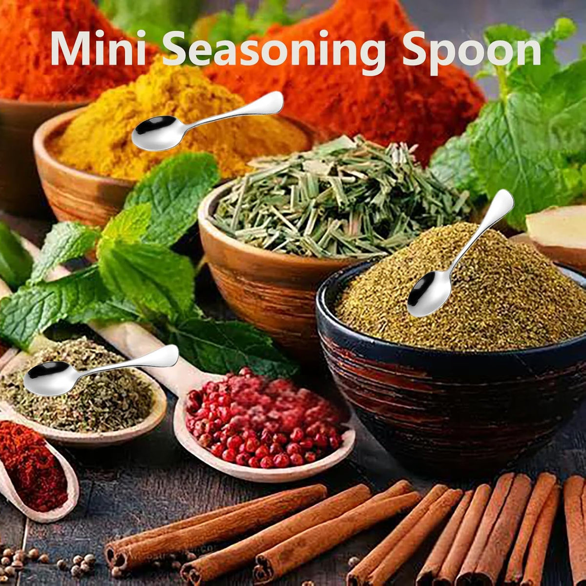 4 PCS Tiny Stainless Steel Spoons, [Upgraded Larger Size, 3.54"] Mini Spoons for Spices Jars, Small Condiment Spoon for Spices, Salt, Sugar, Pepper, Honey