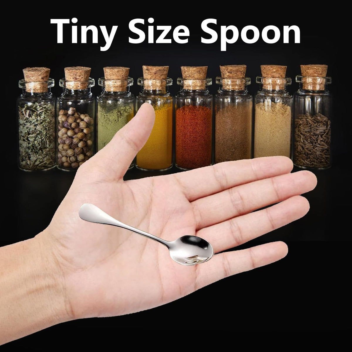 4 PCS Tiny Stainless Steel Spoons, [Upgraded Larger Size, 3.54"] Mini Spoons for Spices Jars, Small Condiment Spoon for Spices, Salt, Sugar, Pepper, Honey
