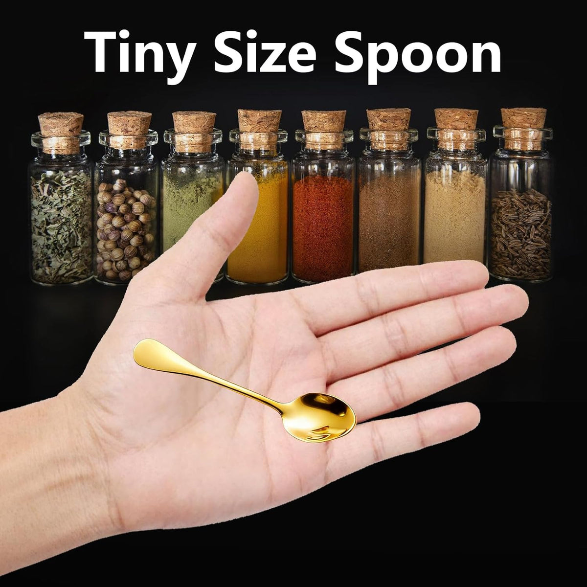 4 PCS Tiny Stainless Steel Spoons, [Upgraded Larger Size, 3.54"] Mini Spoons for Spices Jars, Small Condiment Spoon for Spices, Salt, Sugar, Pepper, Honey