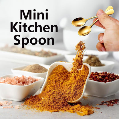 4 PCS Tiny Stainless Steel Spoons, [Upgraded Larger Size, 3.54"] Mini Spoons for Spices Jars, Small Condiment Spoon for Spices, Salt, Sugar, Pepper, Honey