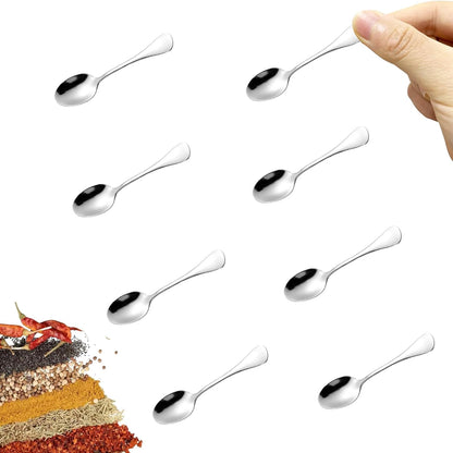 4 PCS Tiny Stainless Steel Spoons, [Upgraded Larger Size, 3.54"] Mini Spoons for Spices Jars, Small Condiment Spoon for Spices, Salt, Sugar, Pepper, Honey