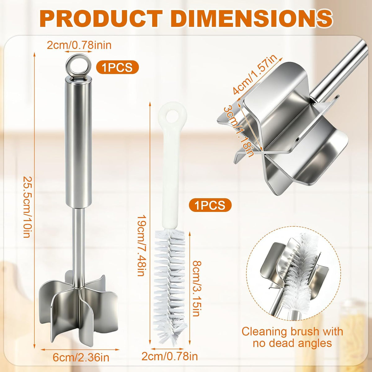 304 Stainless Steel Meat Chopper, 6-Blade Heavy Duty Ground Beef Meat Masher, 11 Inch Food Grade Hamburger Smasher Metal Kitchen Tool for Vegetable Puree Cooking