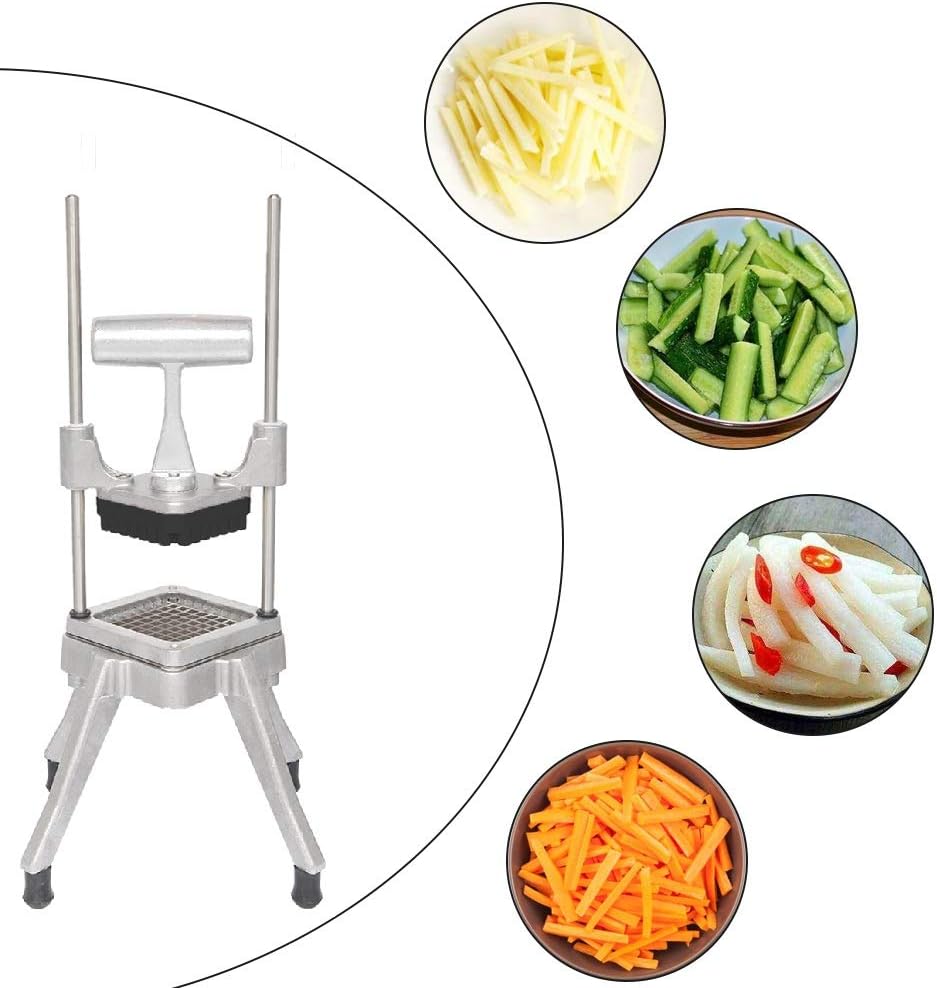 Commercial Vegetable Chopper French Fry Cutter with 4 Sizes Blades, Potato Dicer Slicer Fruit Chopper Stainless Steel for Restaurant, Home & Kitchen, 1/2", 3/8", 1/4" & 8-Wedge Blades
