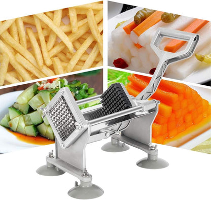 Commercial Vegetable Chopper French Fry Cutter with 4 Sizes Blades, Potato Dicer Slicer Fruit Chopper Stainless Steel for Restaurant, Home & Kitchen, 1/2", 3/8", 1/4" & 8-Wedge Blades