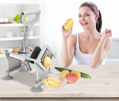 Commercial Vegetable Chopper French Fry Cutter with 4 Sizes Blades, Potato Dicer Slicer Fruit Chopper Stainless Steel for Restaurant, Home & Kitchen, 1/2", 3/8", 1/4" & 8-Wedge Blades