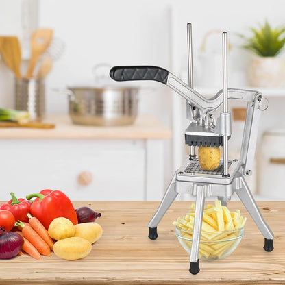 Commercial Vegetable Chopper French Fry Cutter with 4 Sizes Blades, Potato Dicer Slicer Fruit Chopper Stainless Steel for Restaurant, Home & Kitchen, 1/2", 3/8", 1/4" & 8-Wedge Blades