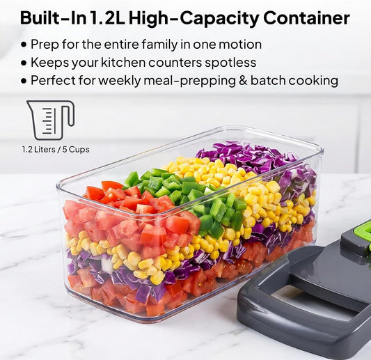 Pro-Series 16-in-1 Vegetable Chopper & Mandoline Slicer - Heavy Duty Food Chopper with 1.2L Container, Stainless Steel Blades - Onion Dicer, Grater & Kitchen Gadgets for Salad