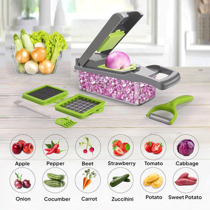 Pro-Series 16-in-1 Vegetable Chopper & Mandoline Slicer - Heavy Duty Food Chopper with 1.2L Container, Stainless Steel Blades - Onion Dicer, Grater & Kitchen Gadgets for Salad