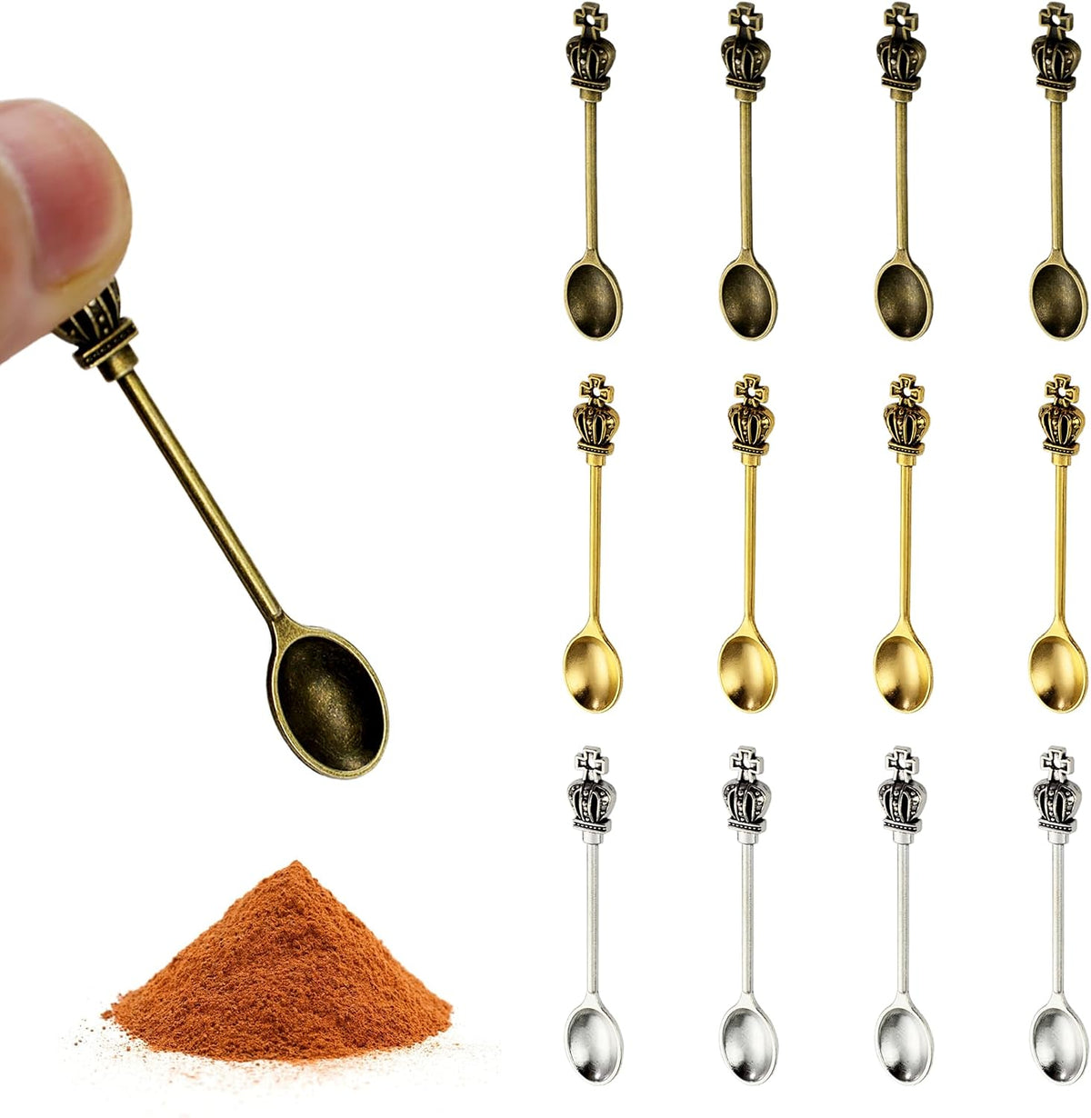 6-Pack Mini Spoons Metal Tiny Shovels 3-Inch Small Medicine Measuring Spoon