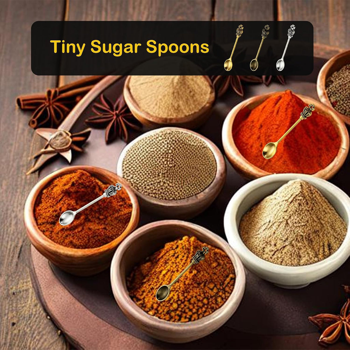 6-Pack Mini Spoons Metal Tiny Shovels 3-Inch Small Medicine Measuring Spoon