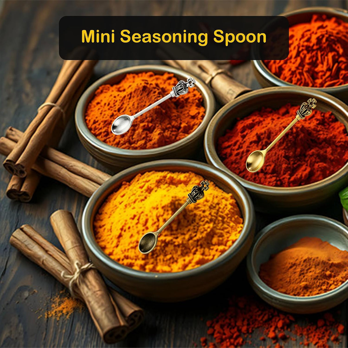 6-Pack Mini Spoons Metal Tiny Shovels 3-Inch Small Medicine Measuring Spoon