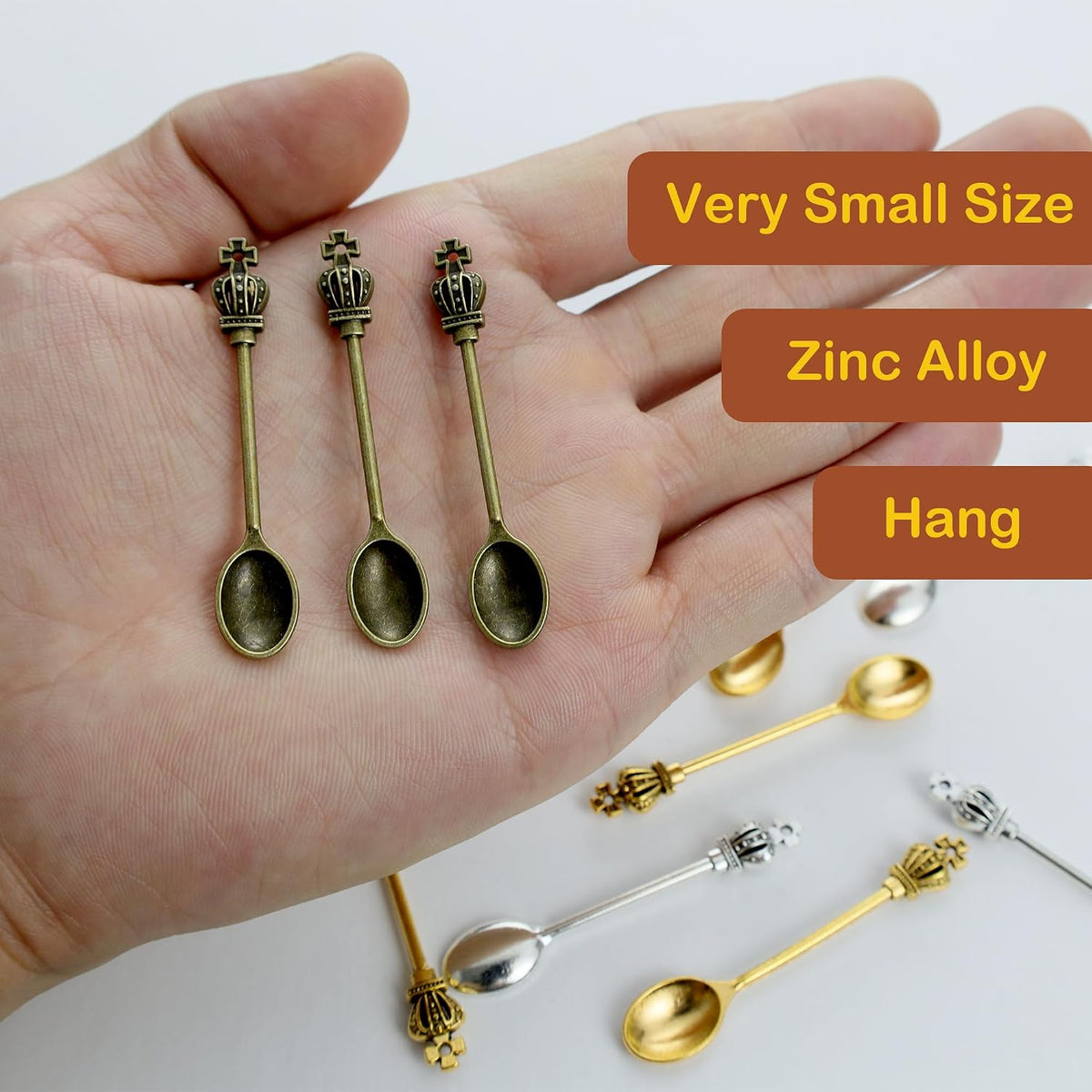 6-Pack Mini Spoons Metal Tiny Shovels 3-Inch Small Medicine Measuring Spoon