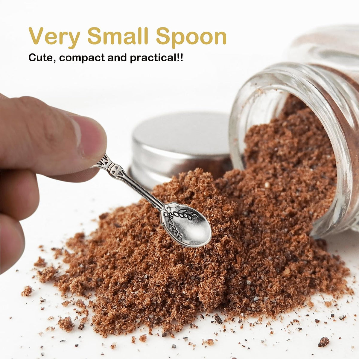 6-Pack Mini Spoons Metal Tiny Shovels 3-Inch Small Medicine Measuring Spoon
