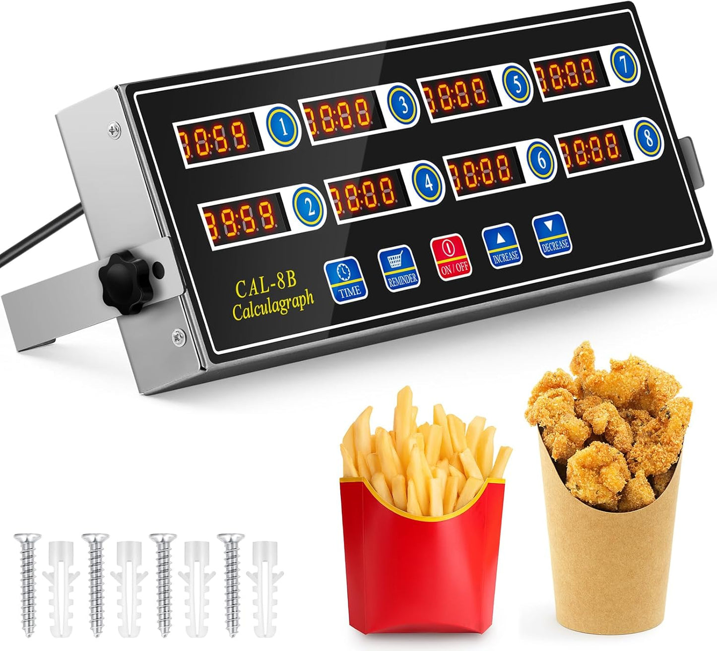 1 Pack Digital Kitchen Timer, Commercial Cooking Timer with Loud Alarm, Large LCD Display, for Restaurants, Baking, Labs, Multiple Independent Countdown Timers (8 Channel)
