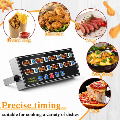 1 Pack Digital Kitchen Timer, Commercial Cooking Timer with Loud Alarm, Large LCD Display, for Restaurants, Baking, Labs, Multiple Independent Countdown Timers (8 Channel)