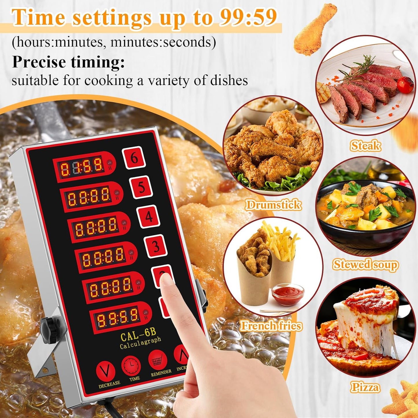 1 Pack Digital Kitchen Timer, Commercial Cooking Timer with Loud Alarm, Large LCD Display, for Restaurants, Baking, Labs, Multiple Independent Countdown Timers (8 Channel)