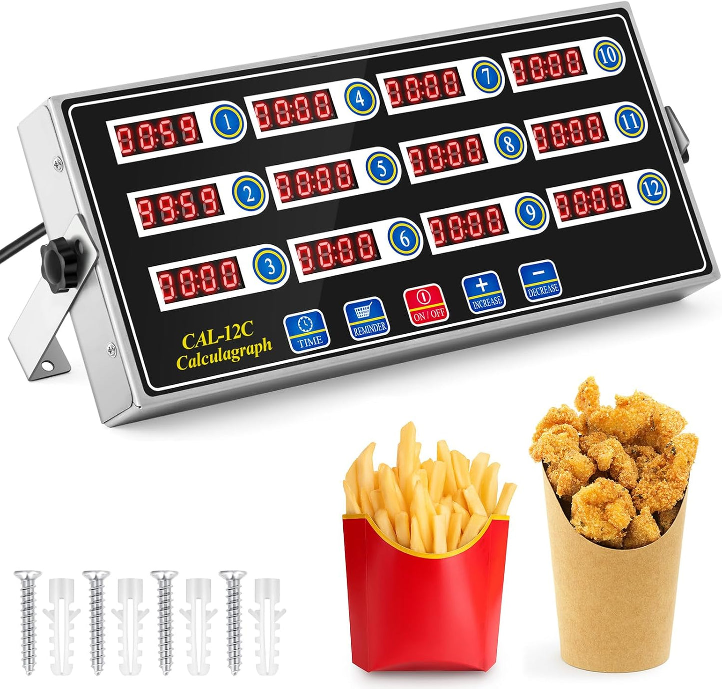 1 Pack Digital Kitchen Timer, Commercial Cooking Timer with Loud Alarm, Large LCD Display, for Restaurants, Baking, Labs, Multiple Independent Countdown Timers (8 Channel)