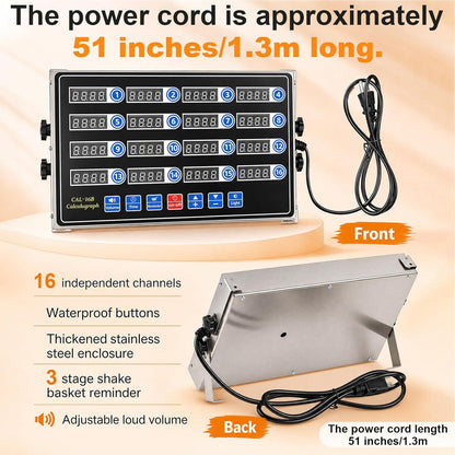 1 Pack Digital Kitchen Timer, Commercial Cooking Timer with Loud Alarm, Large LCD Display, for Restaurants, Baking, Labs, Multiple Independent Countdown Timers (8 Channel)