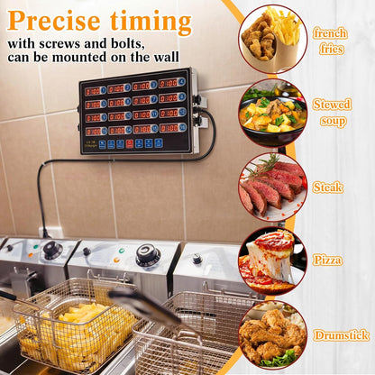 1 Pack Digital Kitchen Timer, Commercial Cooking Timer with Loud Alarm, Large LCD Display, for Restaurants, Baking, Labs, Multiple Independent Countdown Timers (8 Channel)