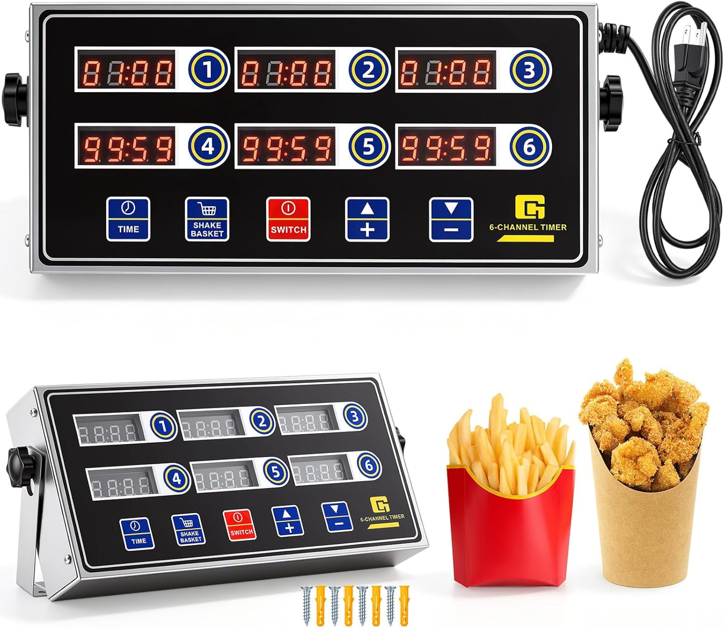 1 Pack Digital Kitchen Timer, Commercial Cooking Timer with Loud Alarm, Large LCD Display, for Restaurants, Baking, Labs, Multiple Independent Countdown Timers (8 Channel)