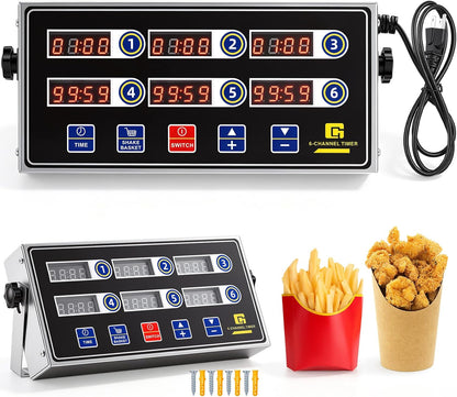 1 Pack Digital Kitchen Timer, Commercial Cooking Timer with Loud Alarm, Large LCD Display, for Restaurants, Baking, Labs, Multiple Independent Countdown Timers (8 Channel)