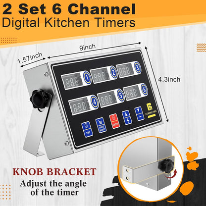 1 Pack Digital Kitchen Timer, Commercial Cooking Timer with Loud Alarm, Large LCD Display, for Restaurants, Baking, Labs, Multiple Independent Countdown Timers (8 Channel)