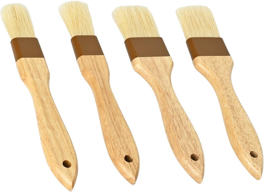 4 pcs Pastry Brush, Natural Bristle Basting Brush for Cooking and Baking, Premium BBQ Brushes for Butter, Oil, Egg, Sauce, Turkey, Marinade and Kitchen Food