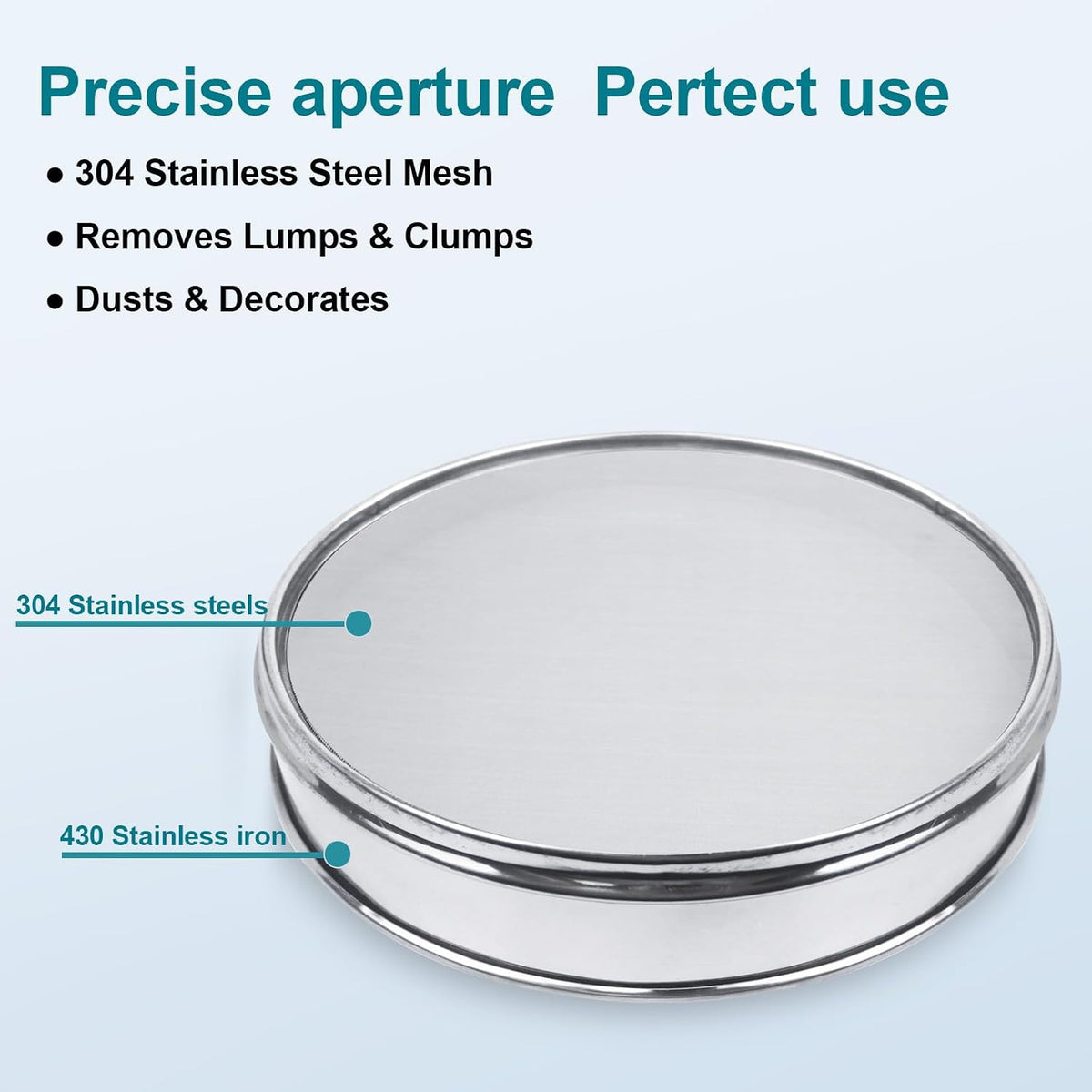 12" (30cm) 304 Stainless Steel Lab Sieve, 100 Mesh (0.15mm) Screen Sifter - Colors A