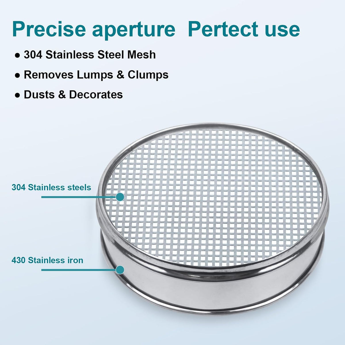 12" (30cm) 304 Stainless Steel Lab Sieve, 100 Mesh (0.15mm) Screen Sifter - Colors A