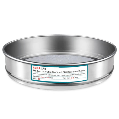 12" (30cm) 304 Stainless Steel Lab Sieve, 100 Mesh (0.15mm) Screen Sifter - Colors A