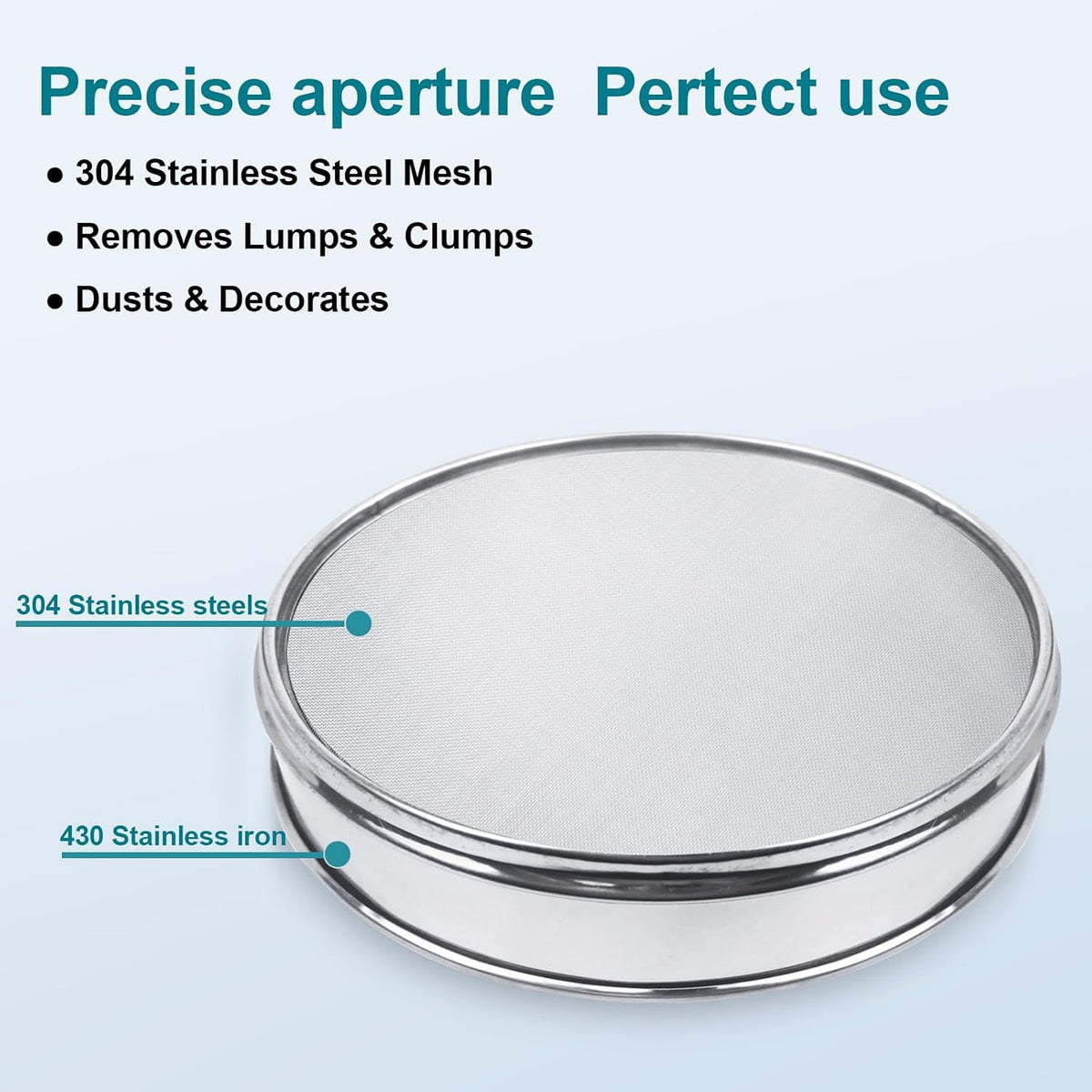 12" (30cm) 304 Stainless Steel Lab Sieve, 100 Mesh (0.15mm) Screen Sifter - Colors A