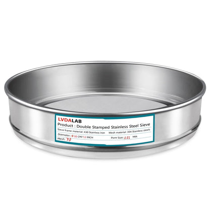 12" (30cm) 304 Stainless Steel Lab Sieve, 100 Mesh (0.15mm) Screen Sifter - Colors A
