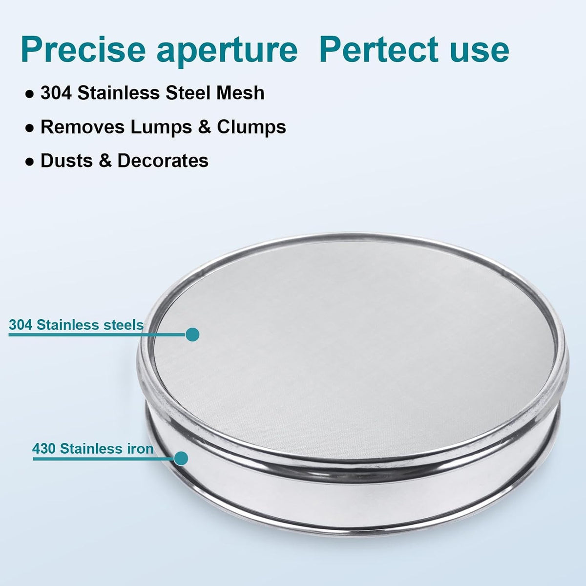 12" (30cm) 304 Stainless Steel Lab Sieve, 100 Mesh (0.15mm) Screen Sifter - Colors A