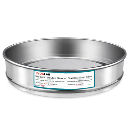 12" (30cm) 304 Stainless Steel Lab Sieve, 100 Mesh (0.15mm) Screen Sifter - Colors A
