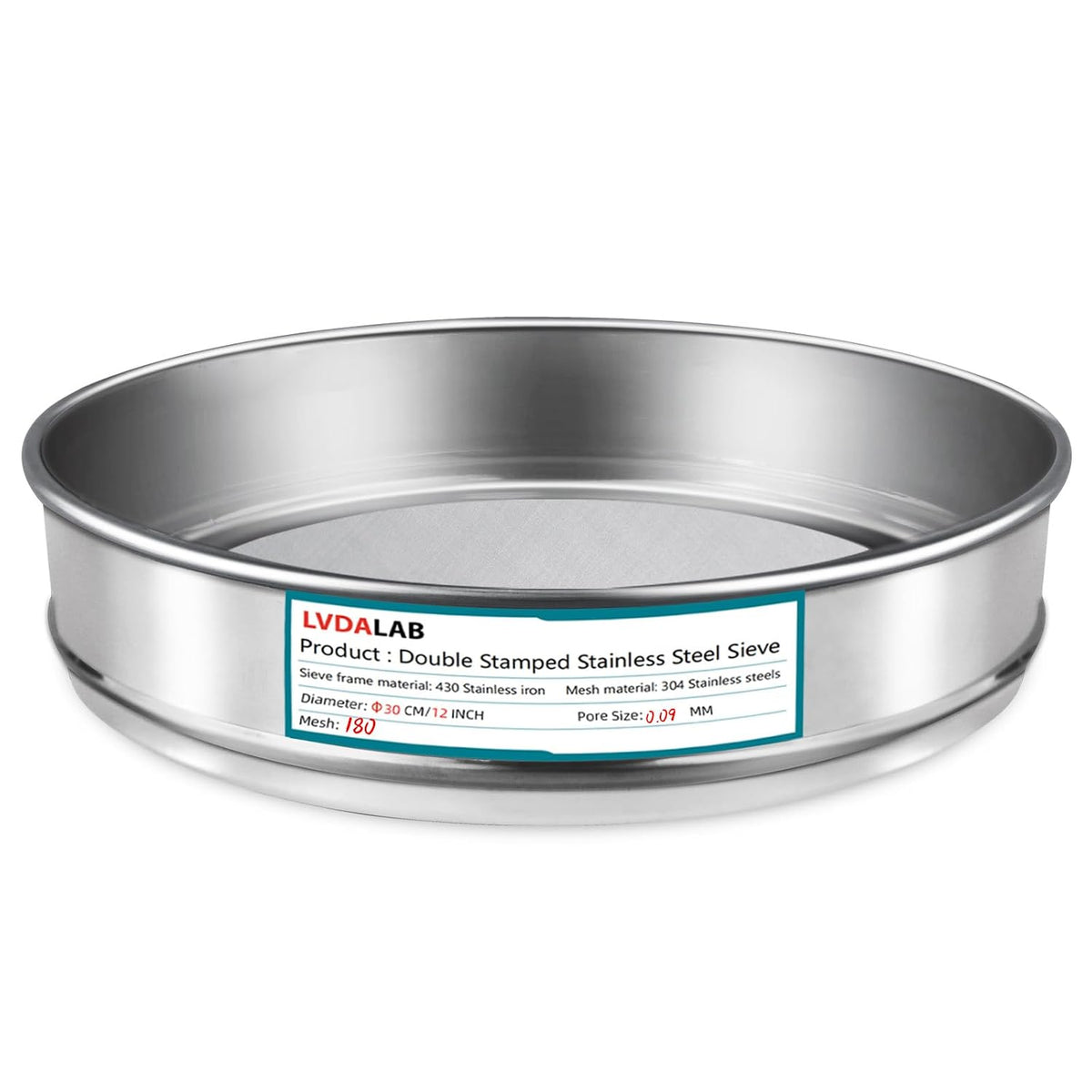 12" (30cm) 304 Stainless Steel Lab Sieve, 100 Mesh (0.15mm) Screen Sifter - Colors A