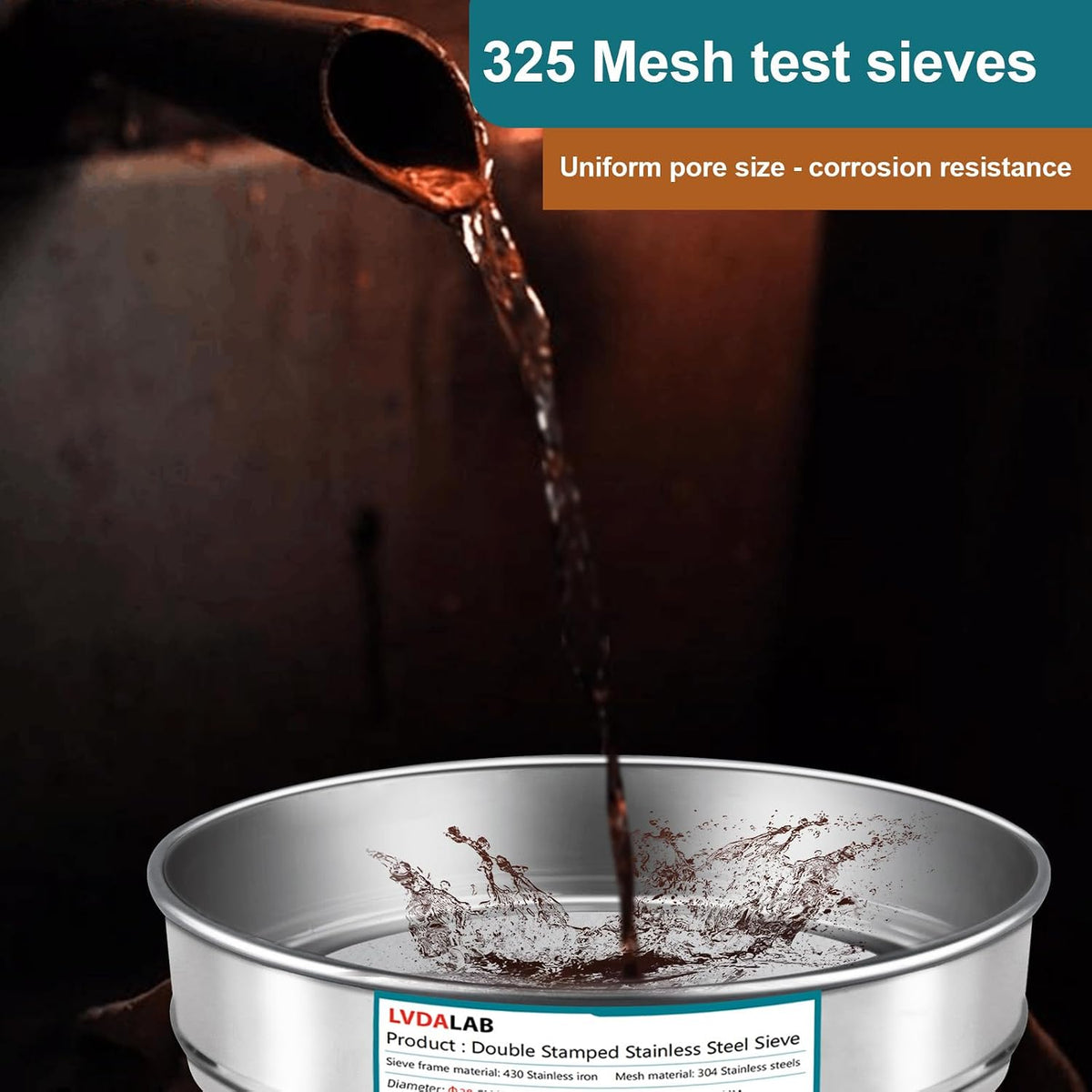 12" (30cm) 304 Stainless Steel Lab Sieve, 100 Mesh (0.15mm) Screen Sifter - Colors A