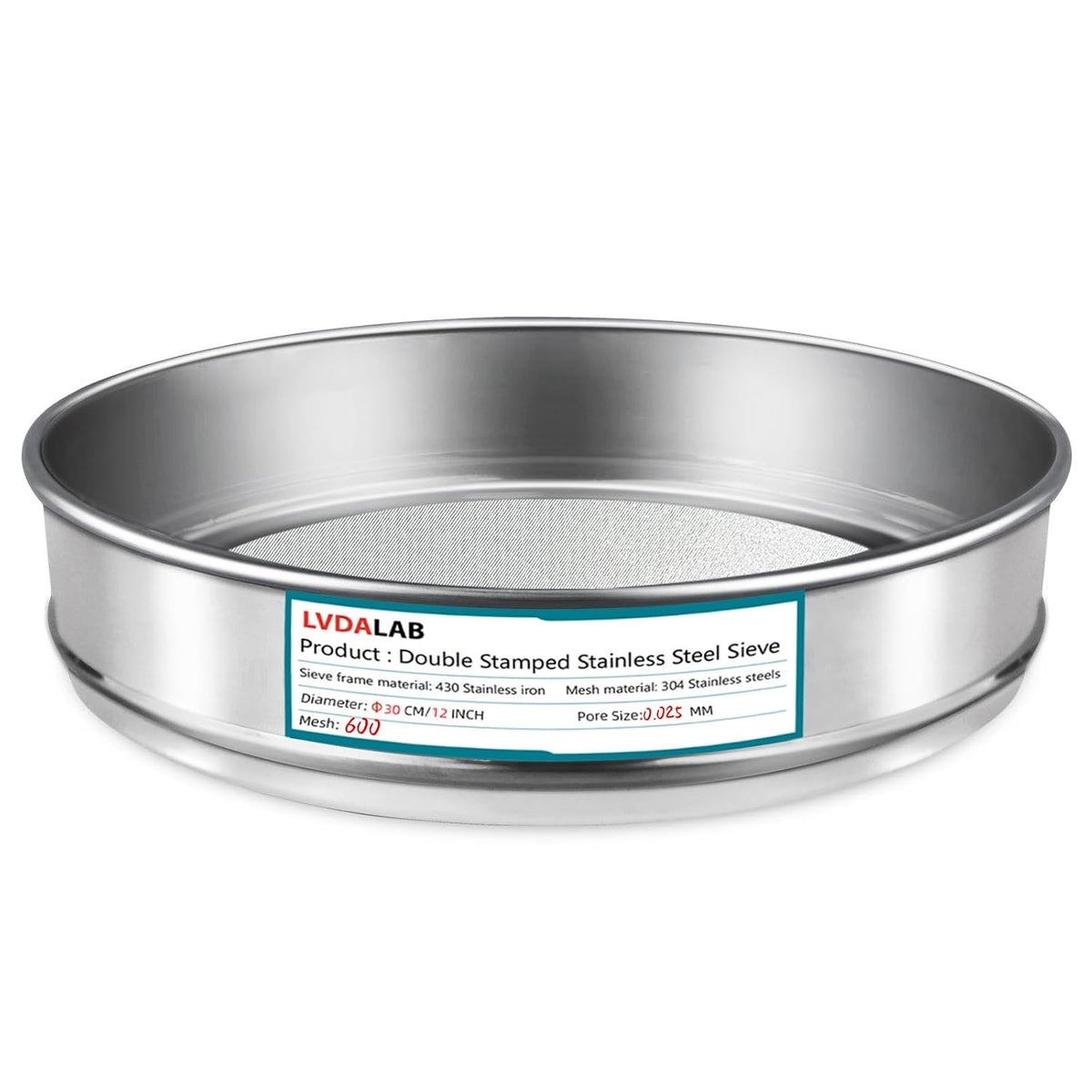 12" (30cm) 304 Stainless Steel Lab Sieve, 100 Mesh (0.15mm) Screen Sifter - Colors A