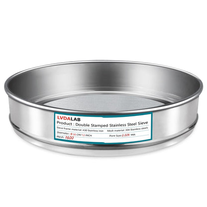 12" (30cm) 304 Stainless Steel Lab Sieve, 100 Mesh (0.15mm) Screen Sifter - Colors A
