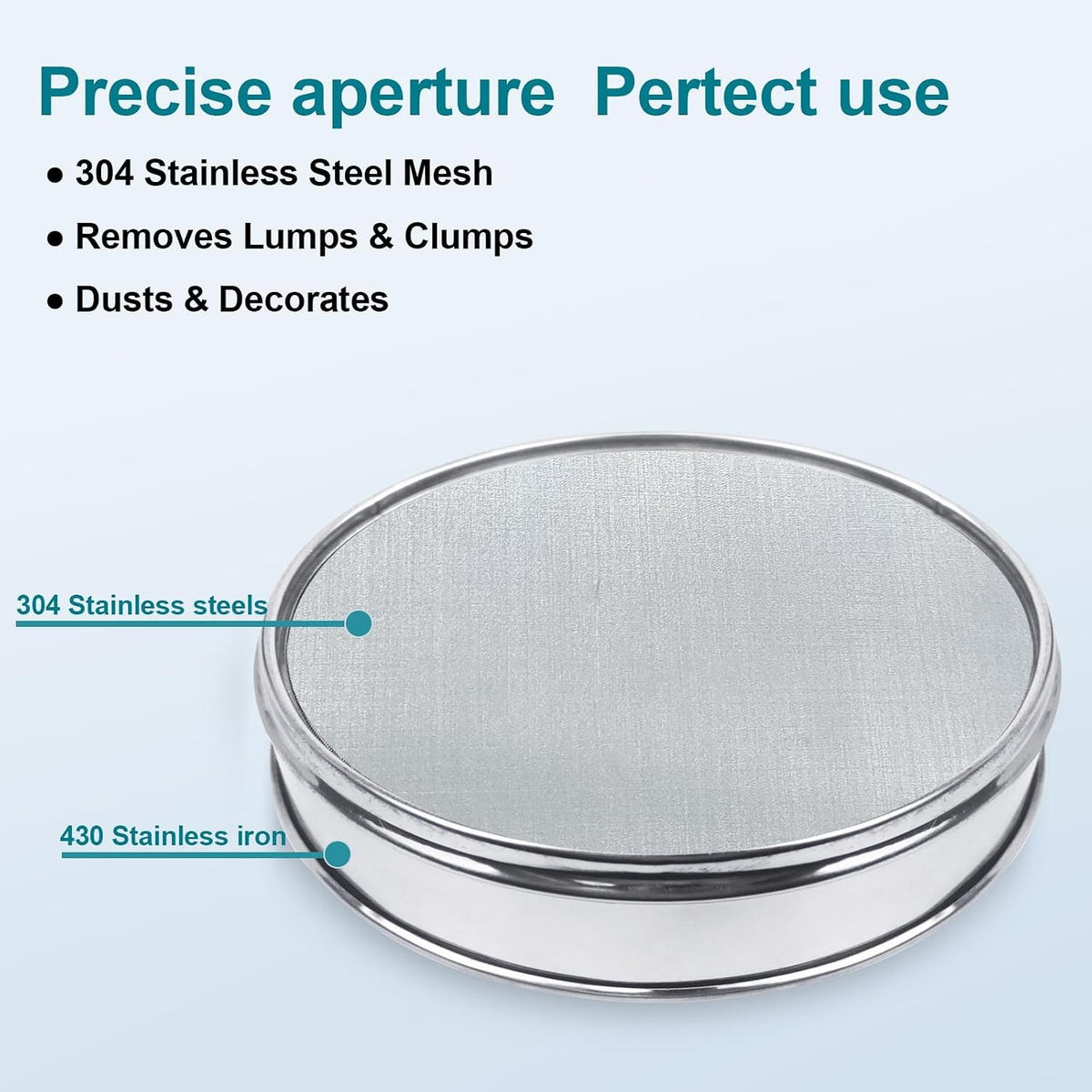 12" (30cm) 304 Stainless Steel Lab Sieve, 100 Mesh (0.15mm) Screen Sifter - Colors A