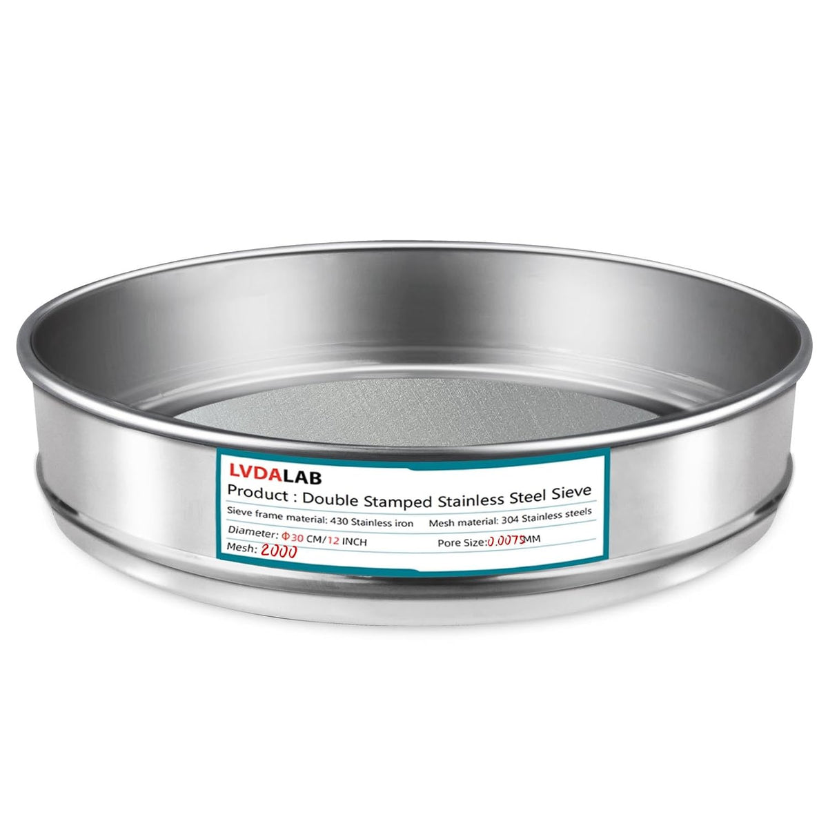 12" (30cm) 304 Stainless Steel Lab Sieve, 100 Mesh (0.15mm) Screen Sifter - Colors A