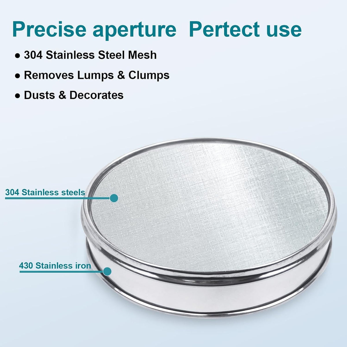 12" (30cm) 304 Stainless Steel Lab Sieve, 100 Mesh (0.15mm) Screen Sifter - Colors A