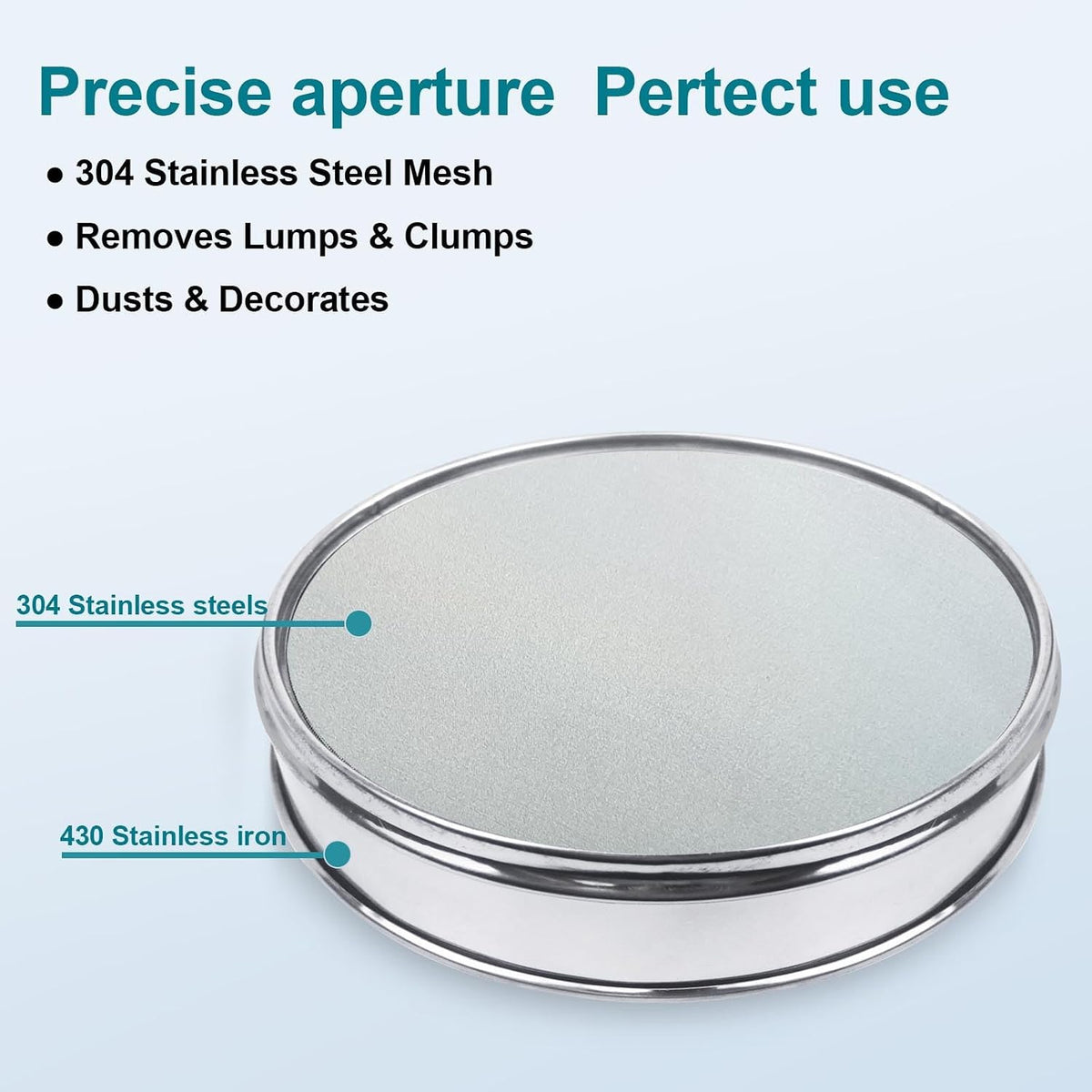 12" (30cm) 304 Stainless Steel Lab Sieve, 100 Mesh (0.15mm) Screen Sifter - Colors A
