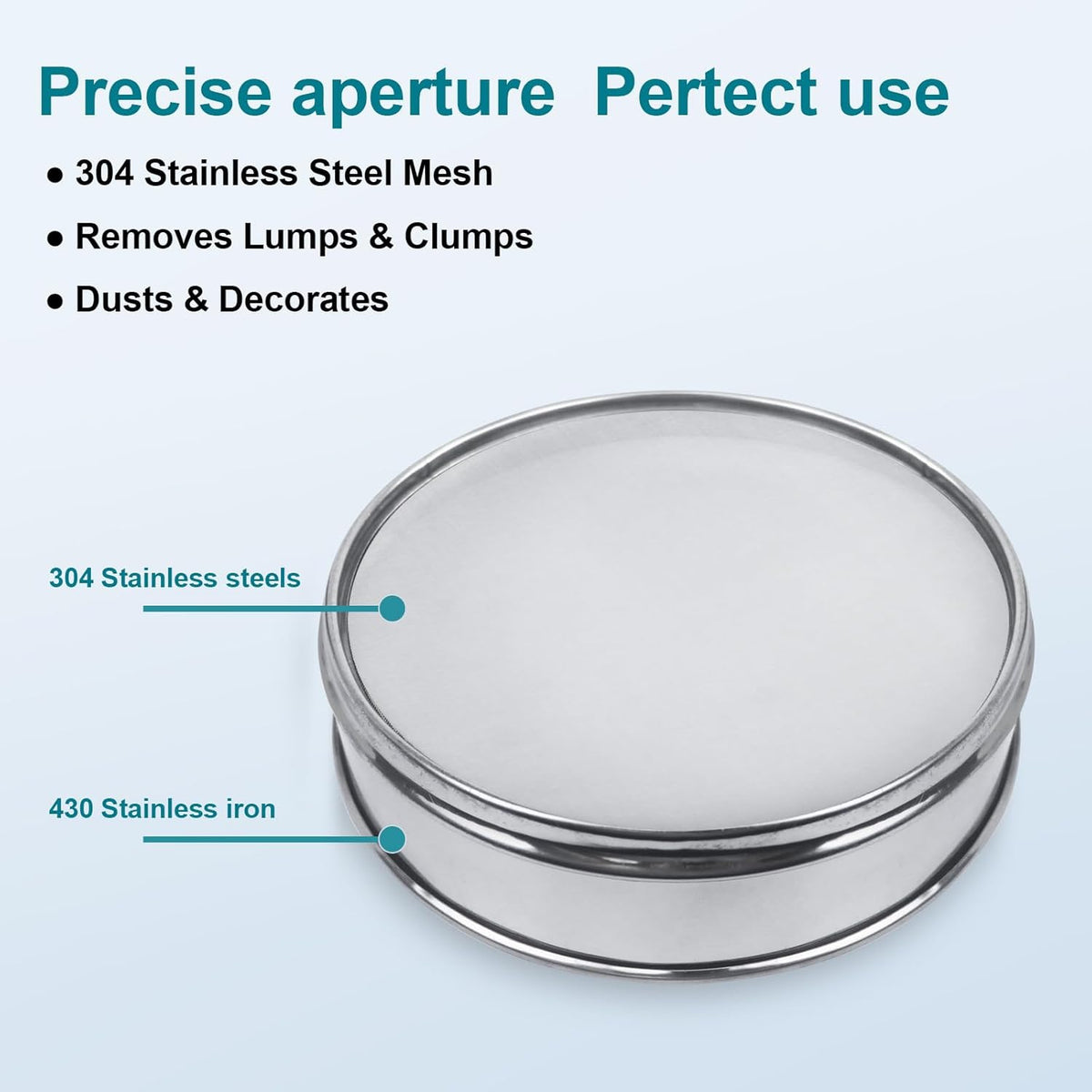 7.9" (20cm) 304 Stainless Steel Lab Sieve, 80 Mesh (0.2mm) Screen Sifter - Colors A