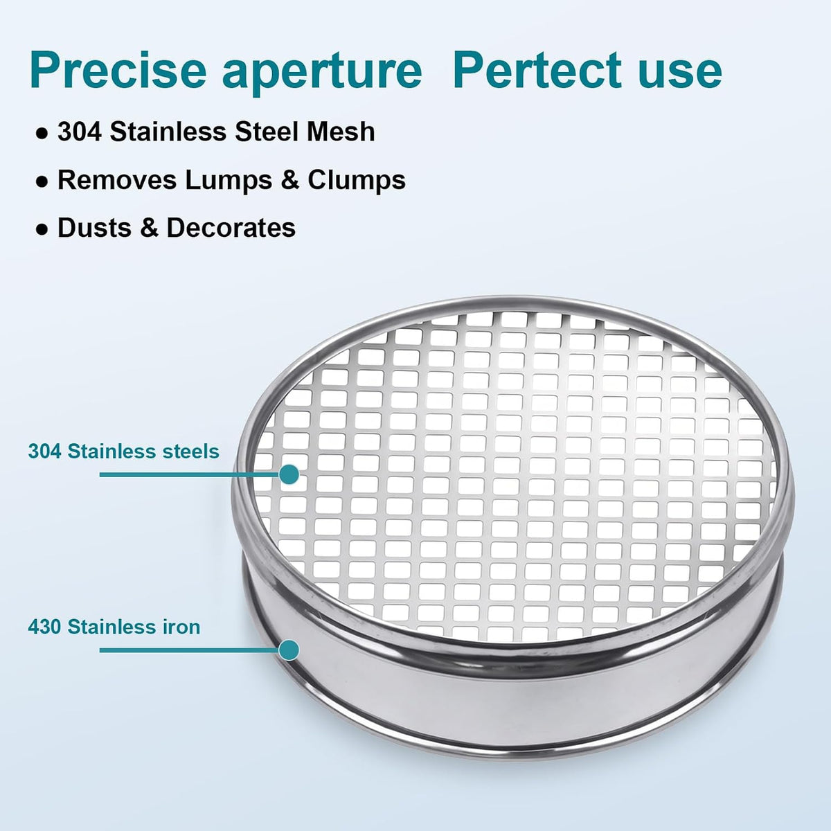 7.9" (20cm) 304 Stainless Steel Lab Sieve, 80 Mesh (0.2mm) Screen Sifter - Colors A
