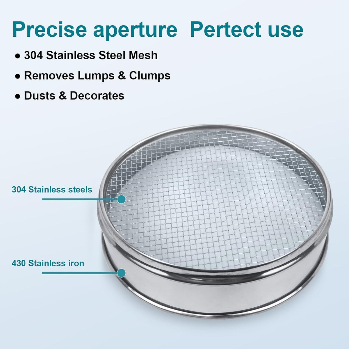 7.9" (20cm) 304 Stainless Steel Lab Sieve, 80 Mesh (0.2mm) Screen Sifter - Colors A